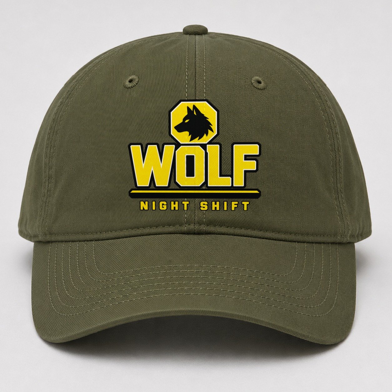 Wolf Night Shift Heavy Duty Baseball Cap – Army Green