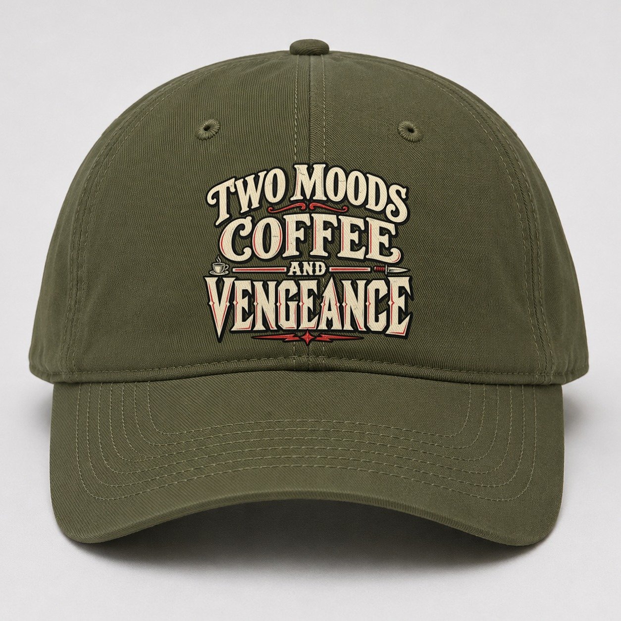 Two Moods Coffee And Vengeance American Wit Baseball Cap – Army Green
