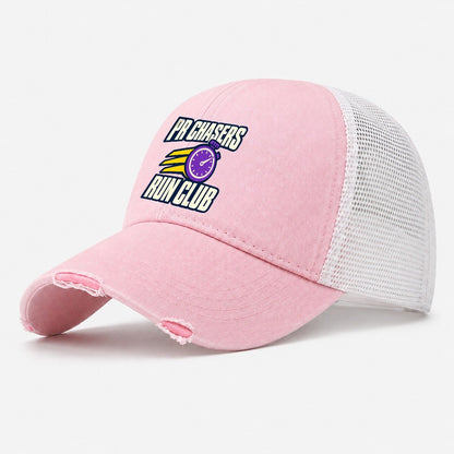 Pr Chasers Run Club 90S Running Clubs Washed Trucker Hat – Light Pink