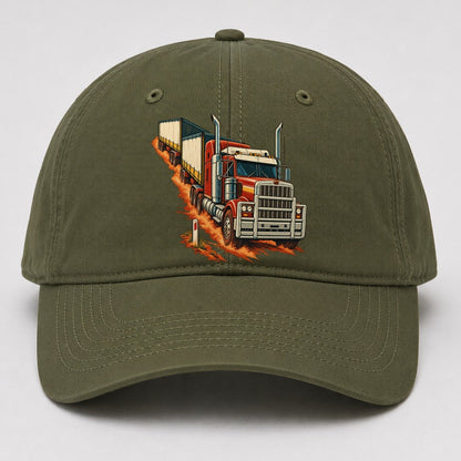 Generic Road Train And Red Dust Marker Australia Cultural Icons Baseball Cap – Army Green