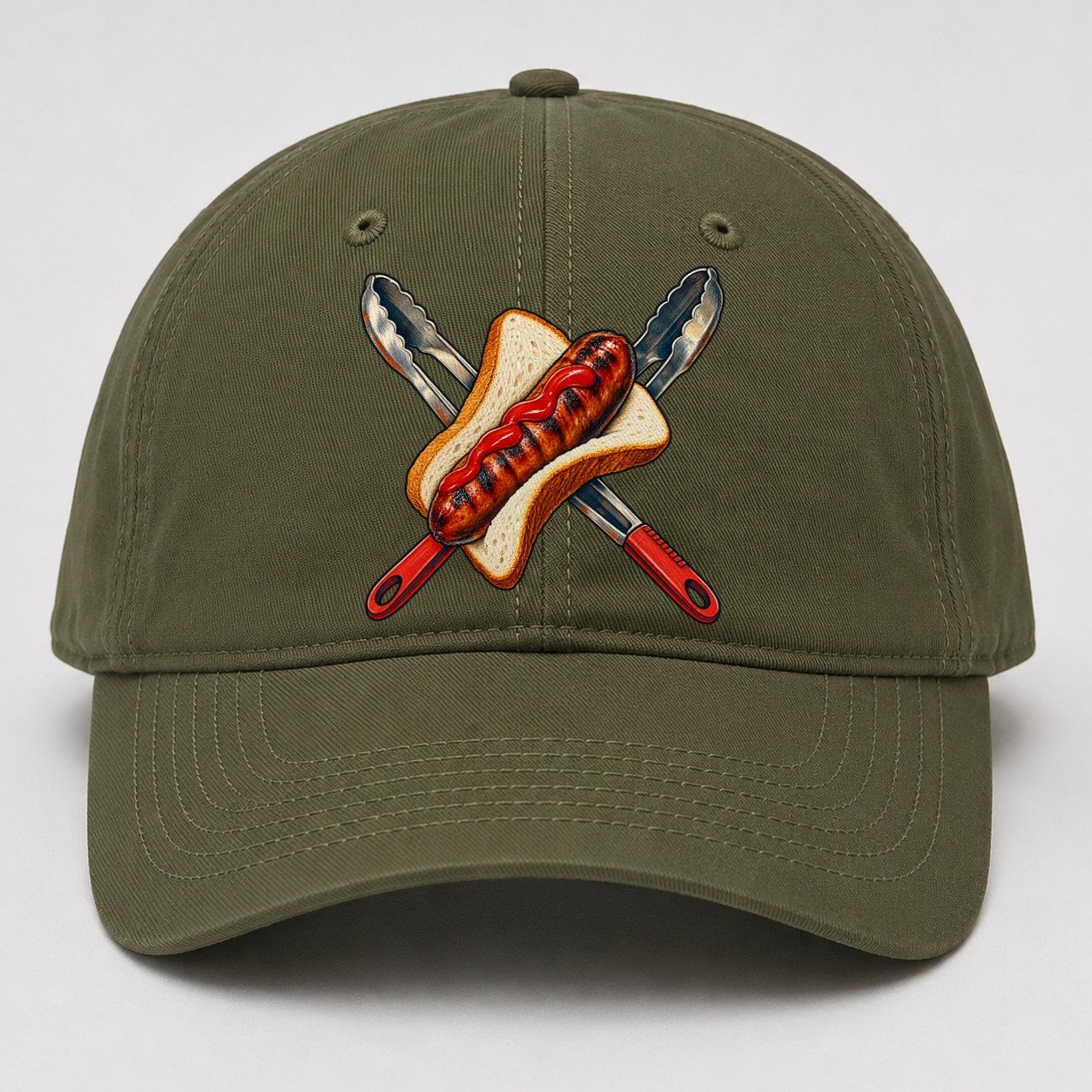 Sausage Sizzle Bread And Tongs Australia Cultural Icons Baseball Cap – Army Green