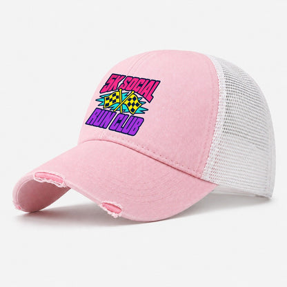 5K Social Run Club 90S Running Clubs Washed Trucker Hat – Light Pink