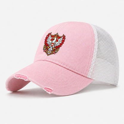 Austria Heraldic Crest Country Logos Washed Trucker Hat – Light Pink
