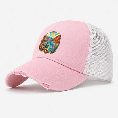 Desert Reservoir Noon Fishing Club Washed Trucker Hat – Light Pink