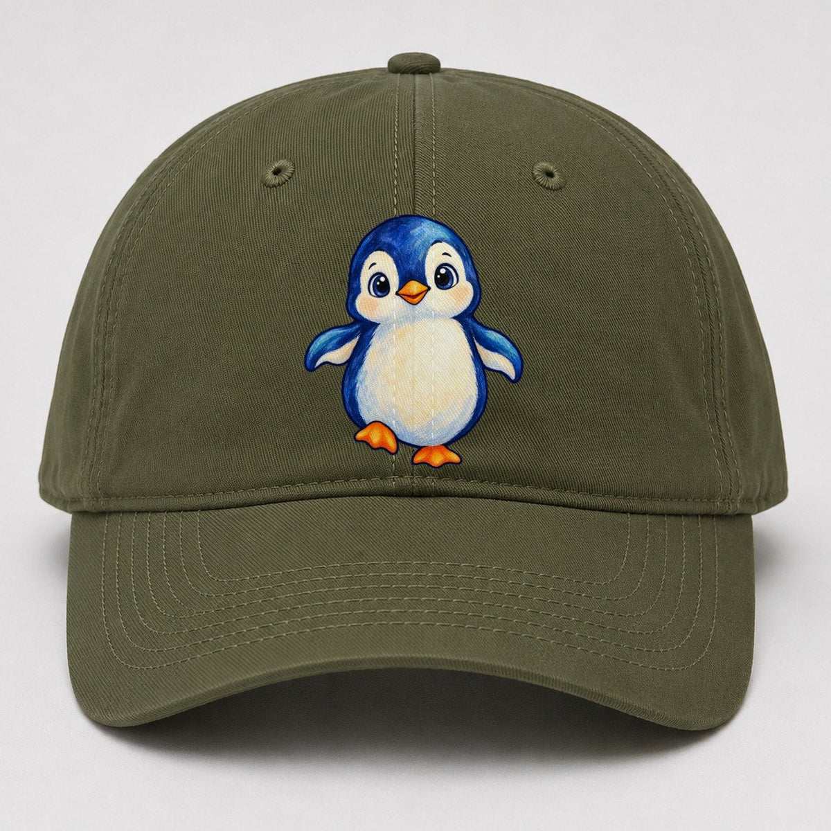 Penguin Front Waddle Sea Sprite Baseball Cap – Army Green