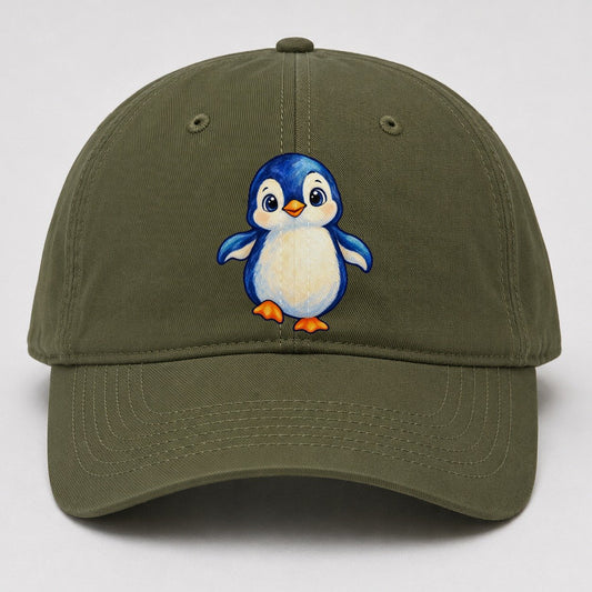 Penguin Front Waddle Sea Sprite Baseball Cap – Army Green