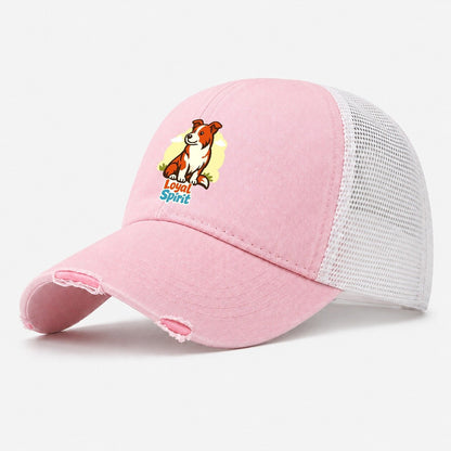 Loyal Spirit Dog Washed Trucker Hat – Light Pink