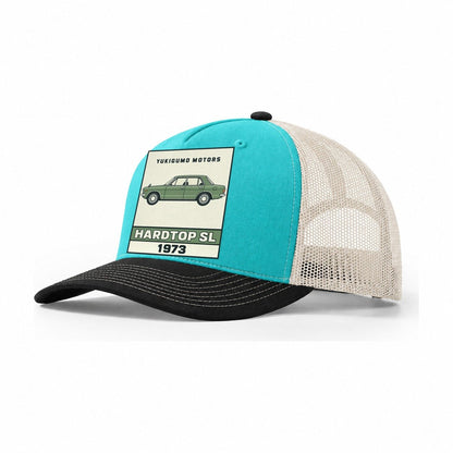 Yukigumo Hardtop Showa Speed Plates Trucker Hat – Aqua Black White