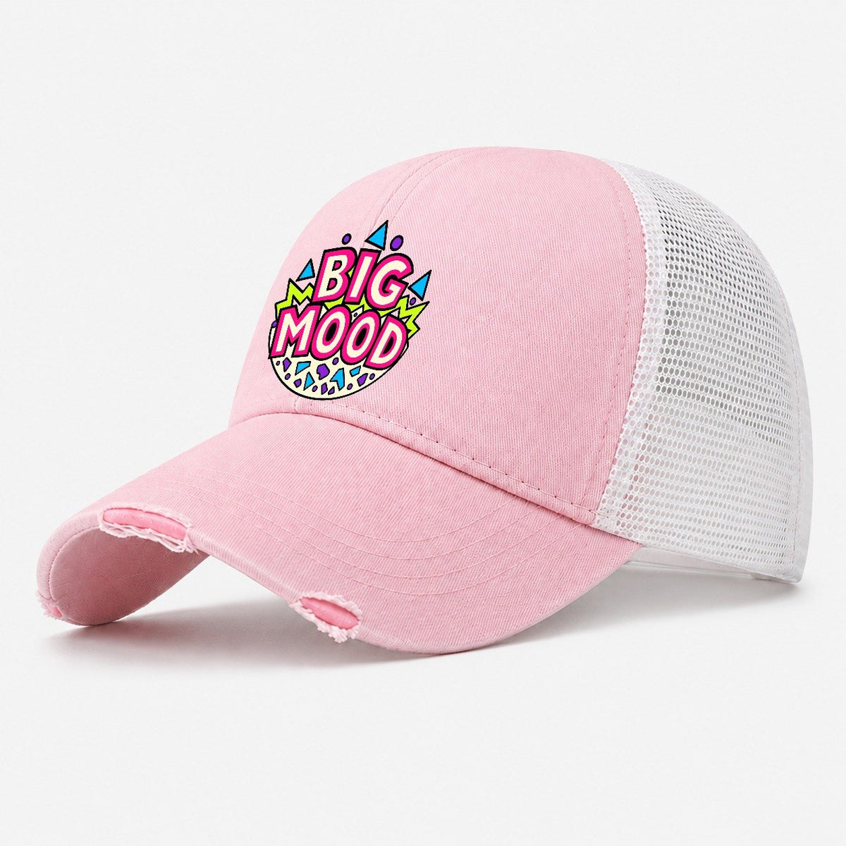 Big Mood Crazy Styles Washed Trucker Hat – Light Pink