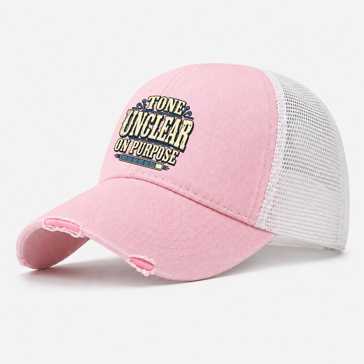 Tone Unclear On Purpose American Wit Washed Trucker Hat – Light Pink