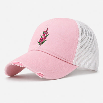Yukon Fireweed Spike Canada Cultural Icons Washed Trucker Hat – Light Pink