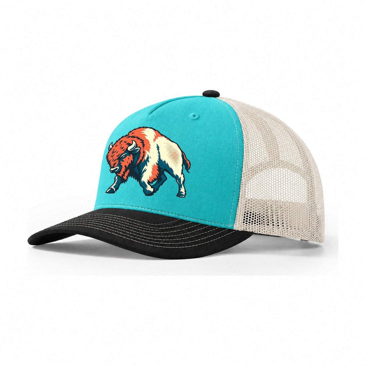 Bison Headwind Trucker Hat – Aqua Black White