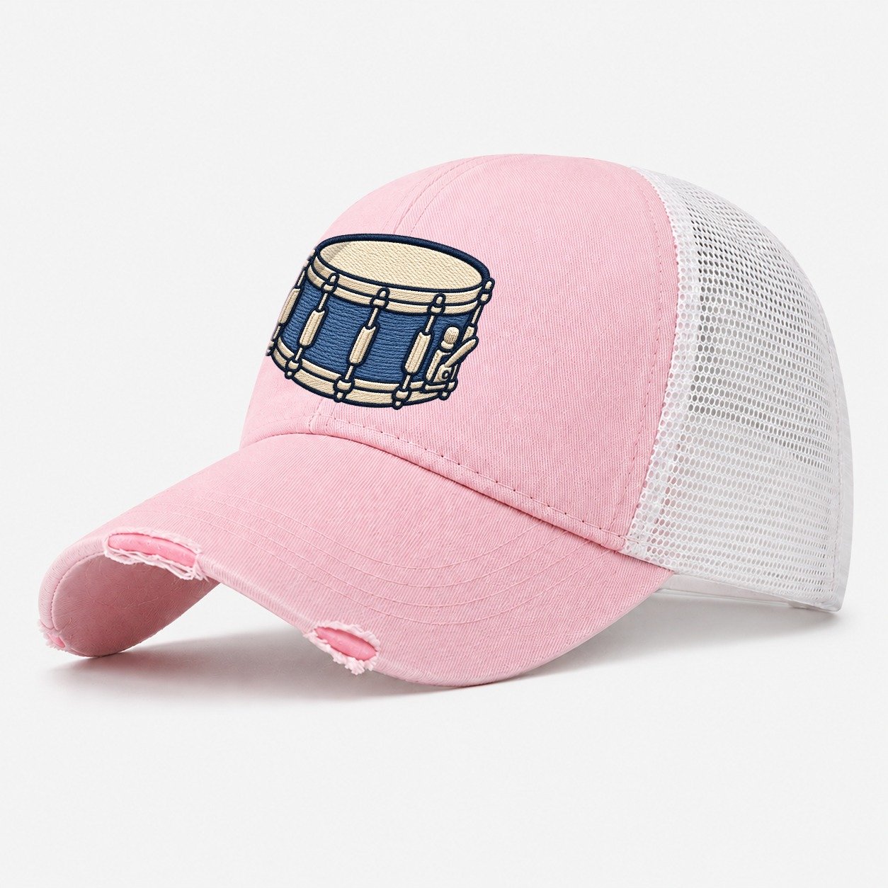 Snare Drum Tiny Solo Marks Washed Trucker Hat – Light Pink
