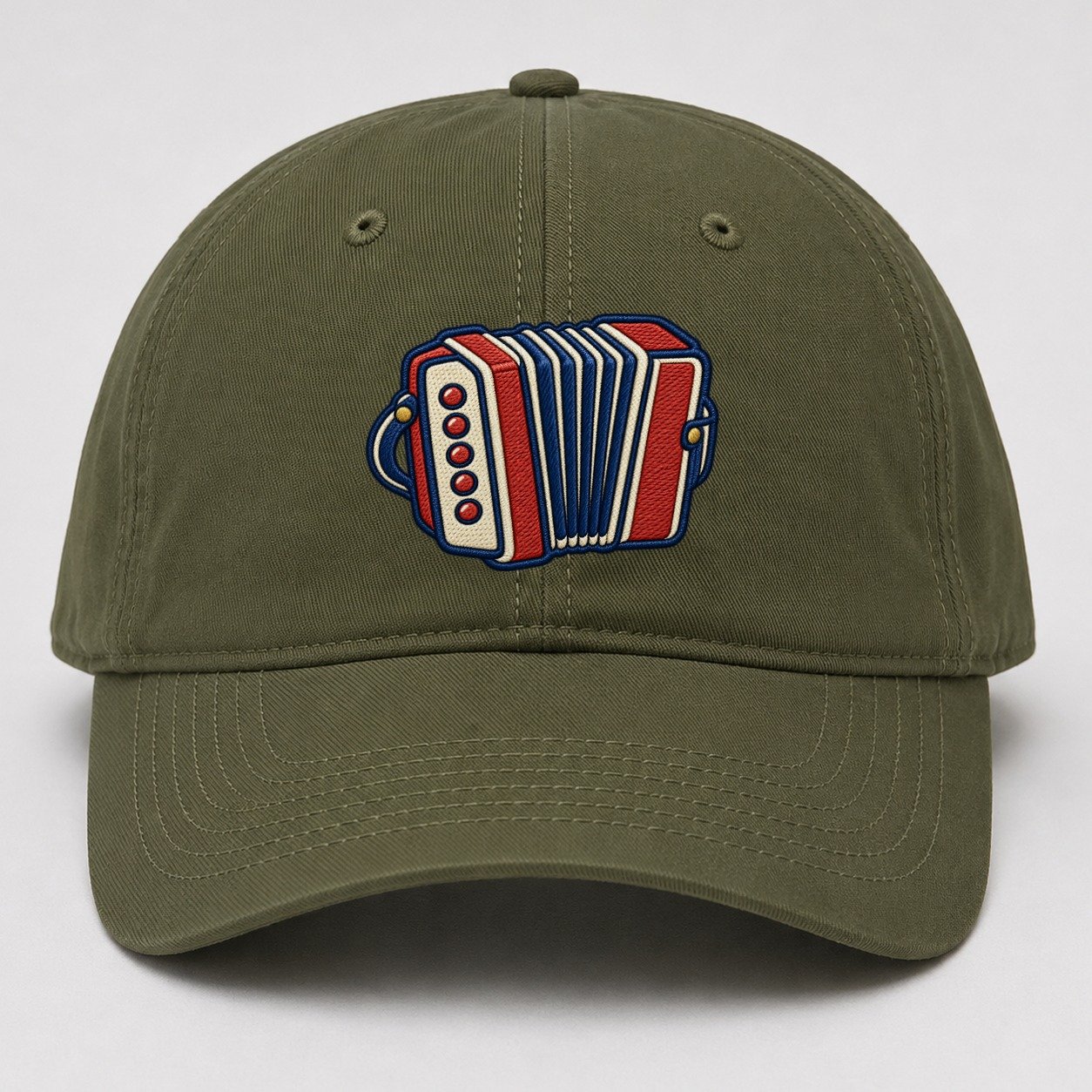 Button Accordion Tiny Solo Marks Baseball Cap – Army Green
