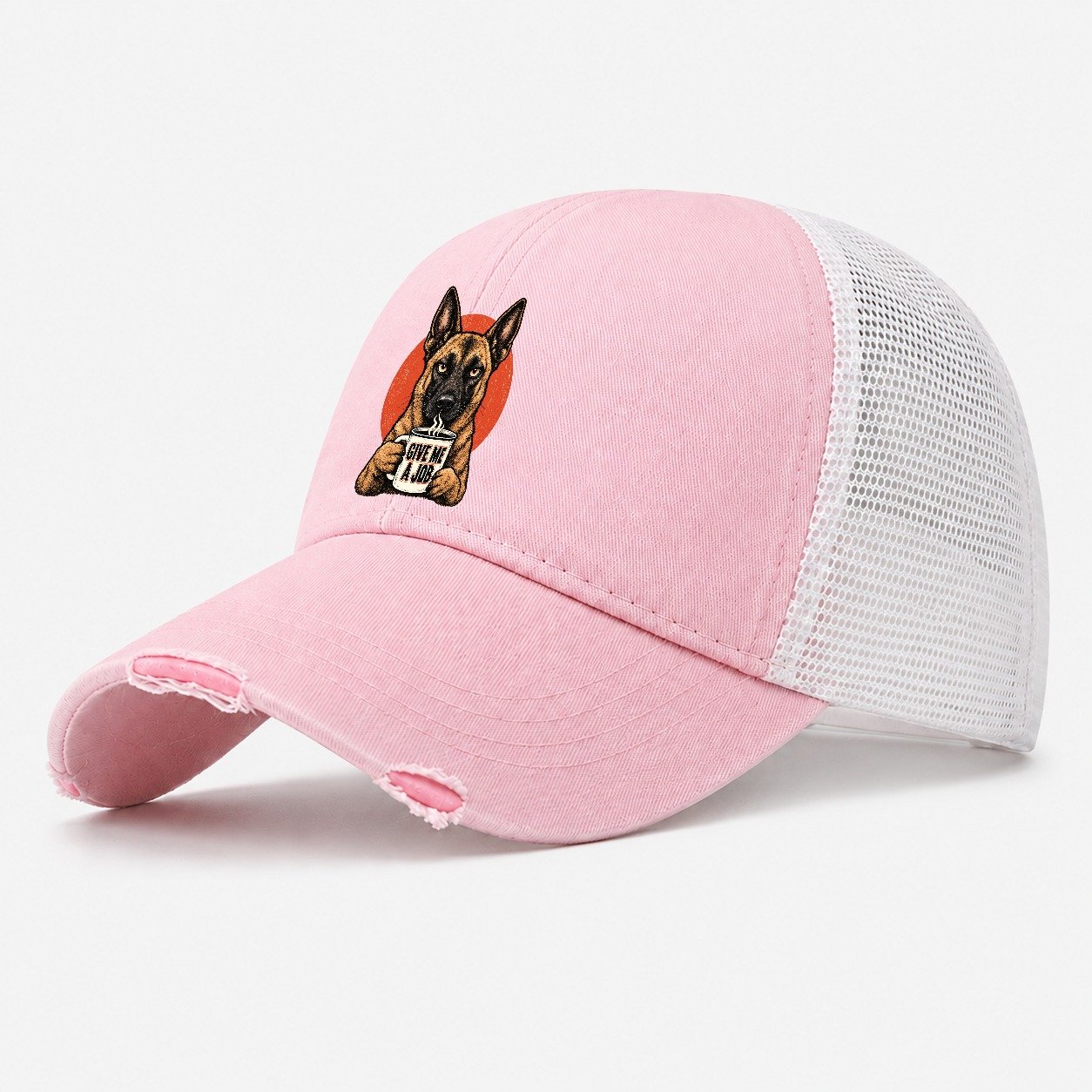 Belgian Malinois Mug Truths Dog Mug Truths Washed Trucker Hat – Light Pink