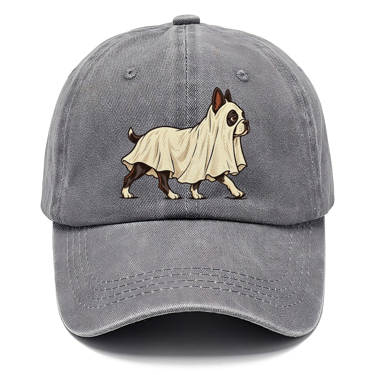 One Boston Terrier In Halloween Costume Ghost Draped In A Simple Sheet With Cut Eye Holes Halloween Dog Parade Classic Cap – Urban Haze