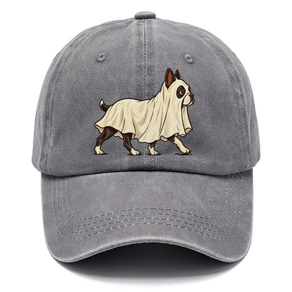 One Boston Terrier In Halloween Costume Ghost Draped In A Simple Sheet With Cut Eye Holes Halloween Dog Parade Classic Cap – Urban Haze