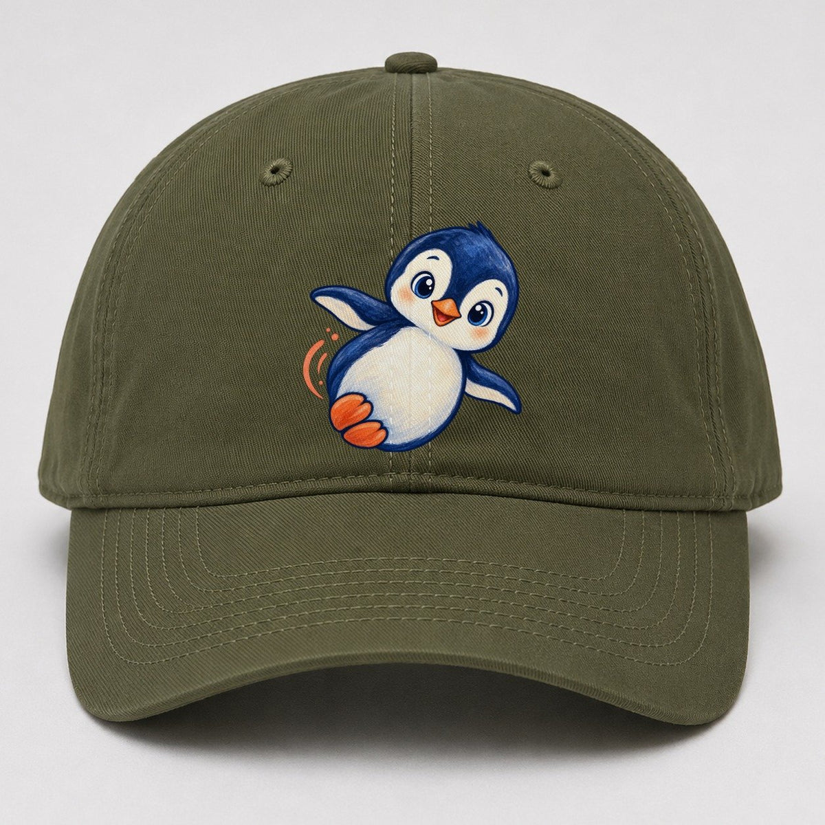 Penguin Side Slide Sea Sprite Baseball Cap – Army Green