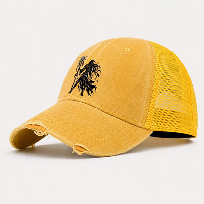 Norse Volva Seeress Witch Magic Washed Trucker Hat – Yellow