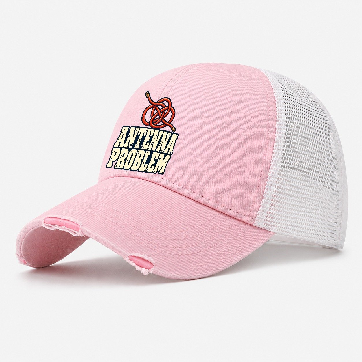 Antenna Problem Amateur Radio Washed Trucker Hat – Light Pink