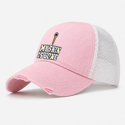 My Skin Is Gone Rock Climbing Washed Trucker Hat – Light Pink