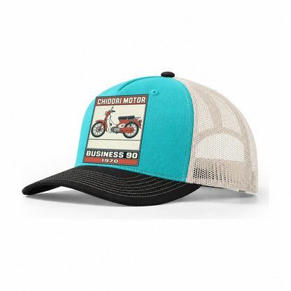 Chidori Business 90 Showa Speed Plates Trucker Hat – Aqua Black White