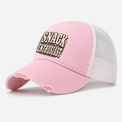 Snack Enthusiast American Wit Washed Trucker Hat – Light Pink