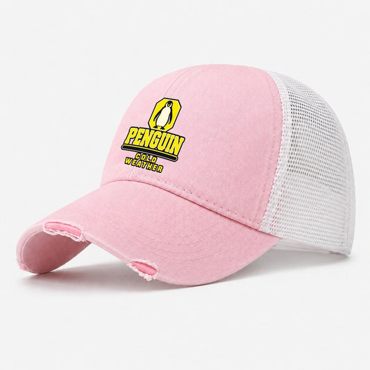 Penguin Cold Weather Heavy Duty Washed Trucker Hat – Light Pink