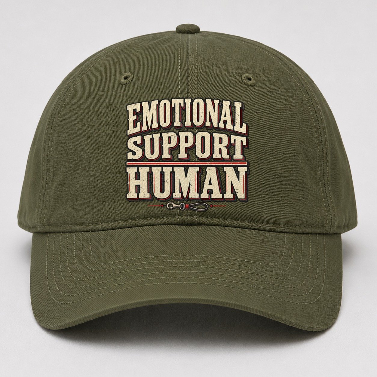 Emotional Support Human American Wit Baseball Cap – Army Green