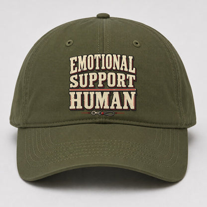 Emotional Support Human American Wit Baseball Cap – Army Green