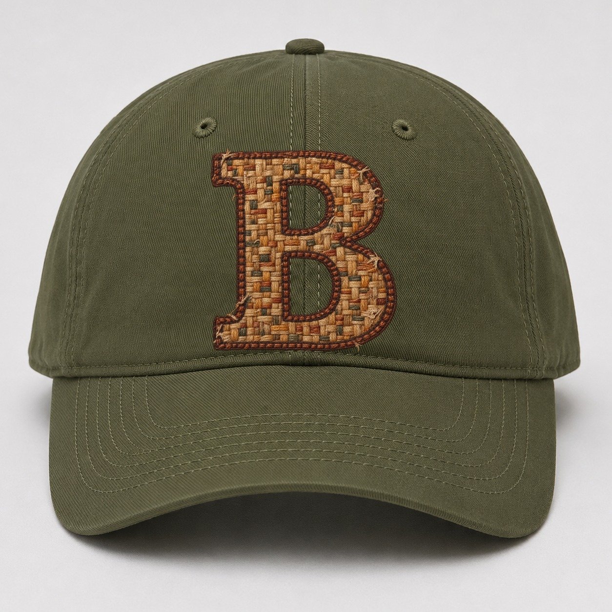 Woven Tweed B Monogram Baseball Cap – Army Green