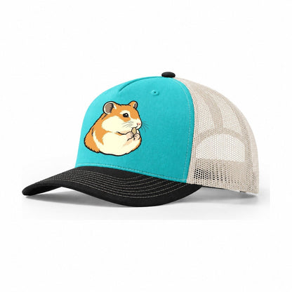 Hamster Seed Keeper Small Pet Logos Trucker Hat – Aqua Black White