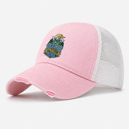 High Altitude Nine Golf Life Washed Trucker Hat – Light Pink