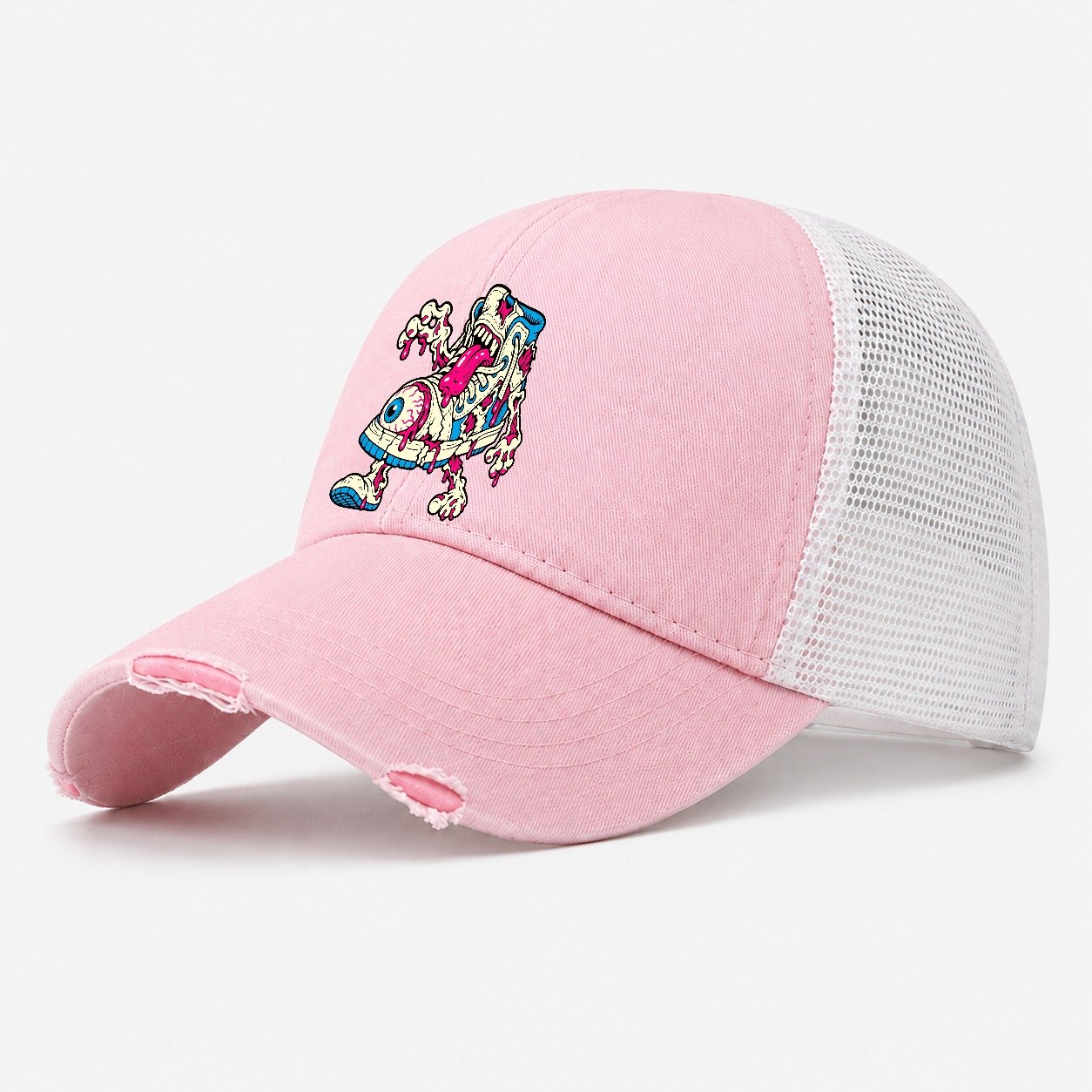 Zombie Sneaker Crazy Styles Washed Trucker Hat – Light Pink