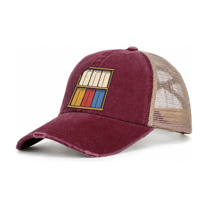 Colour Sorted Shelf Sewing And Quilting Women's Ponytail Trucker Hat – Burgundy Khaki