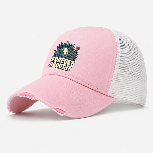 Foreget About It Familiar Punchlines Washed Trucker Hat – Light Pink