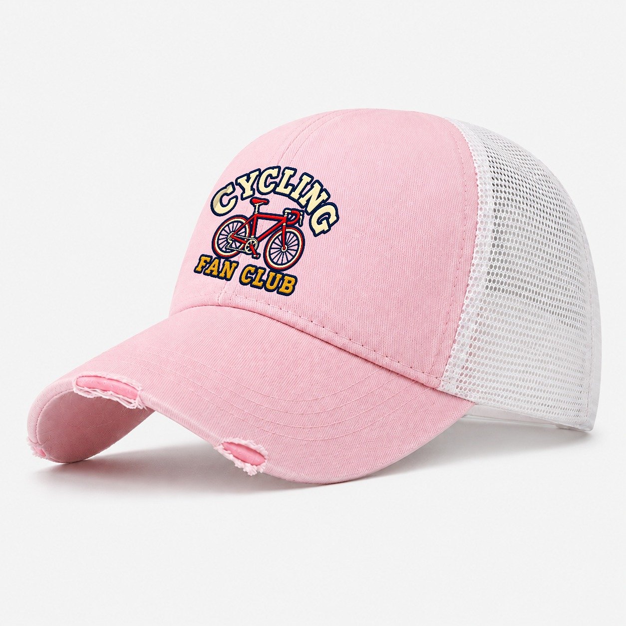 Cycling Fan Club Washed Trucker Hat – Light Pink