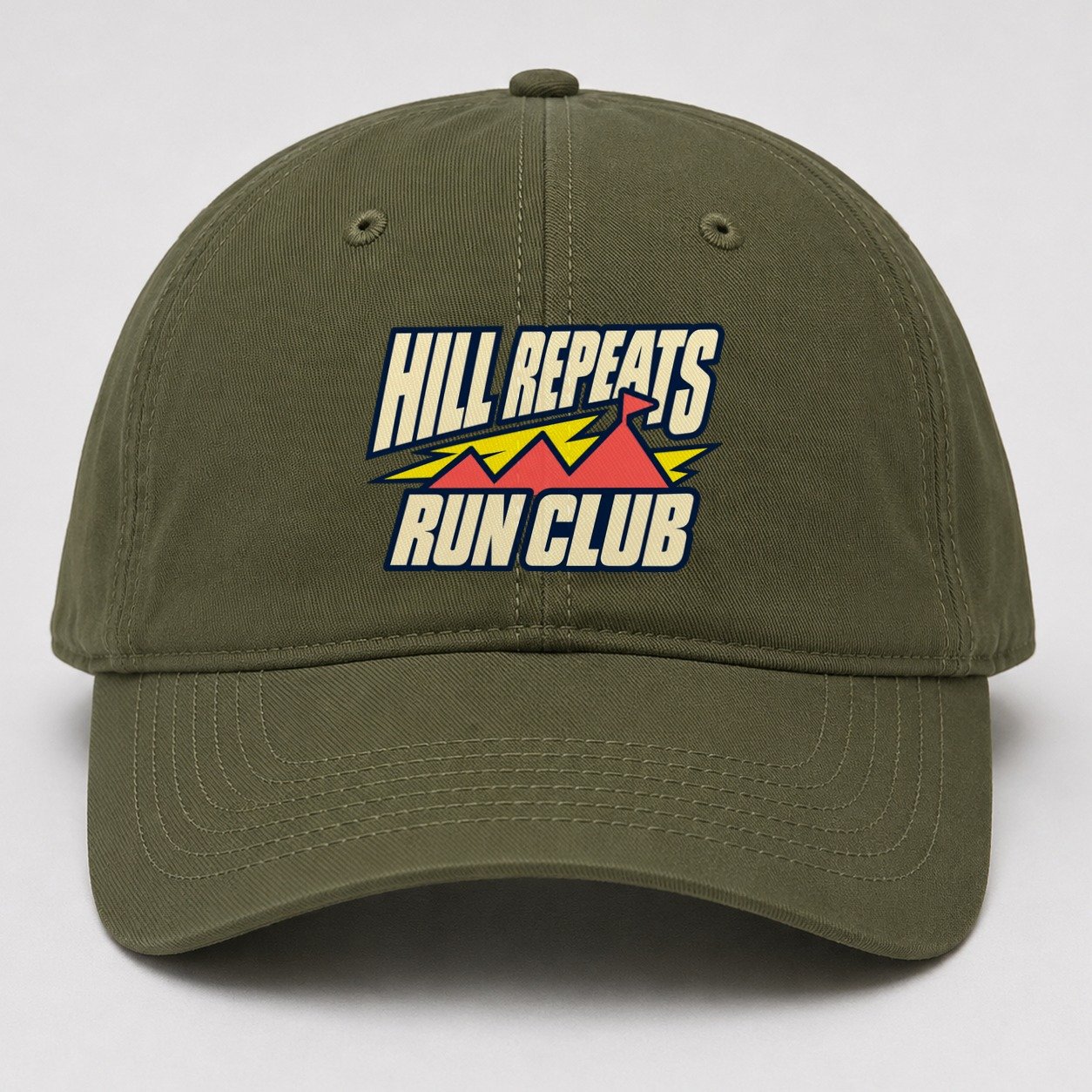 Hill Repeats Run Club 90S Running Clubs Baseball Cap – Army Green