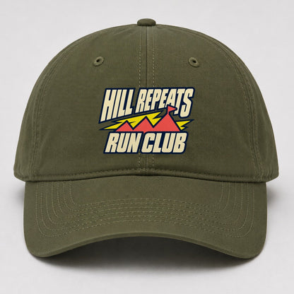 Hill Repeats Run Club 90S Running Clubs Baseball Cap – Army Green