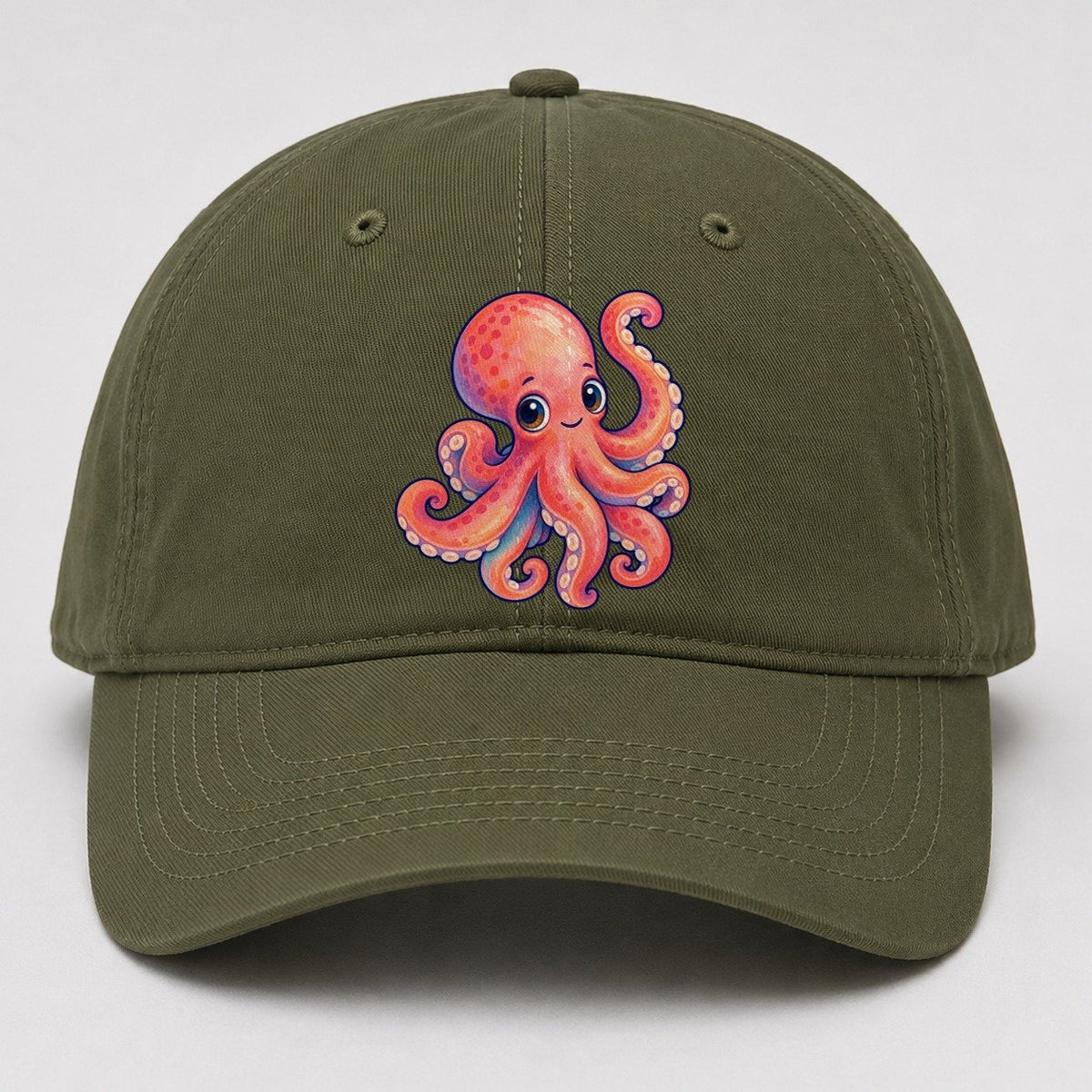Octopus Tucked Curl Sea Sprite Baseball Cap – Army Green