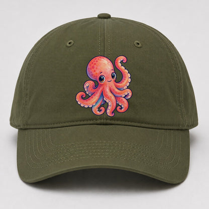 Octopus Tucked Curl Sea Sprite Baseball Cap – Army Green