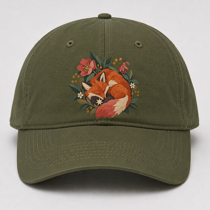 Sleeping Fox Star Nest Gentle Wild Baseball Cap – Army Green