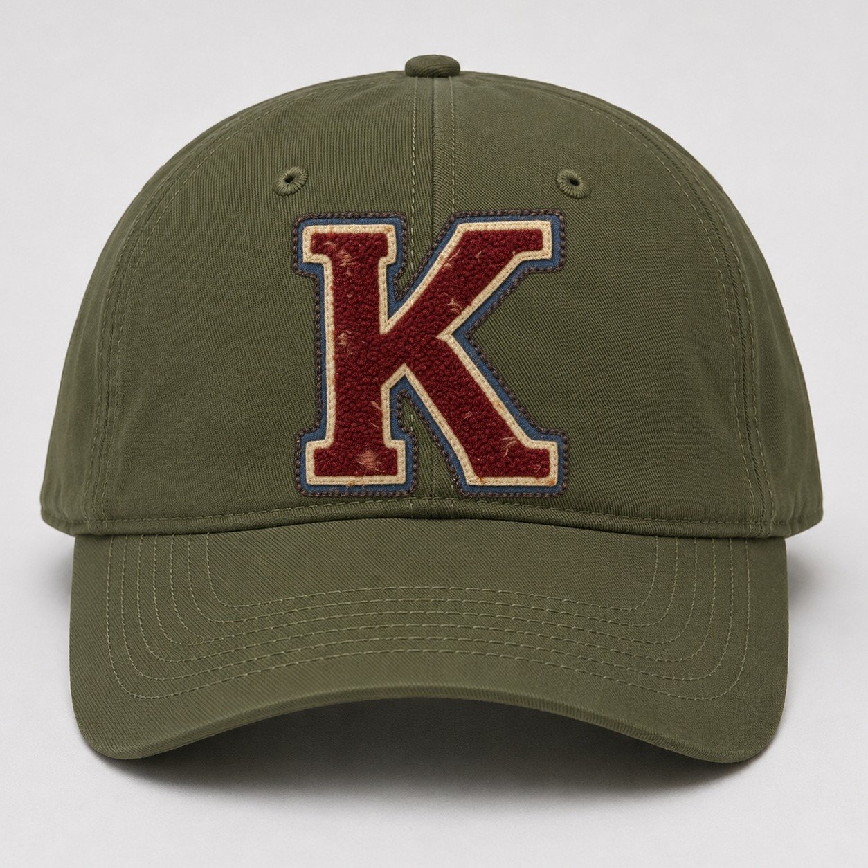 Varsity Chenille K Monogram Baseball Cap – Army Green
