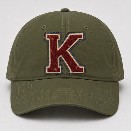 Varsity Chenille K Monogram Baseball Cap – Army Green
