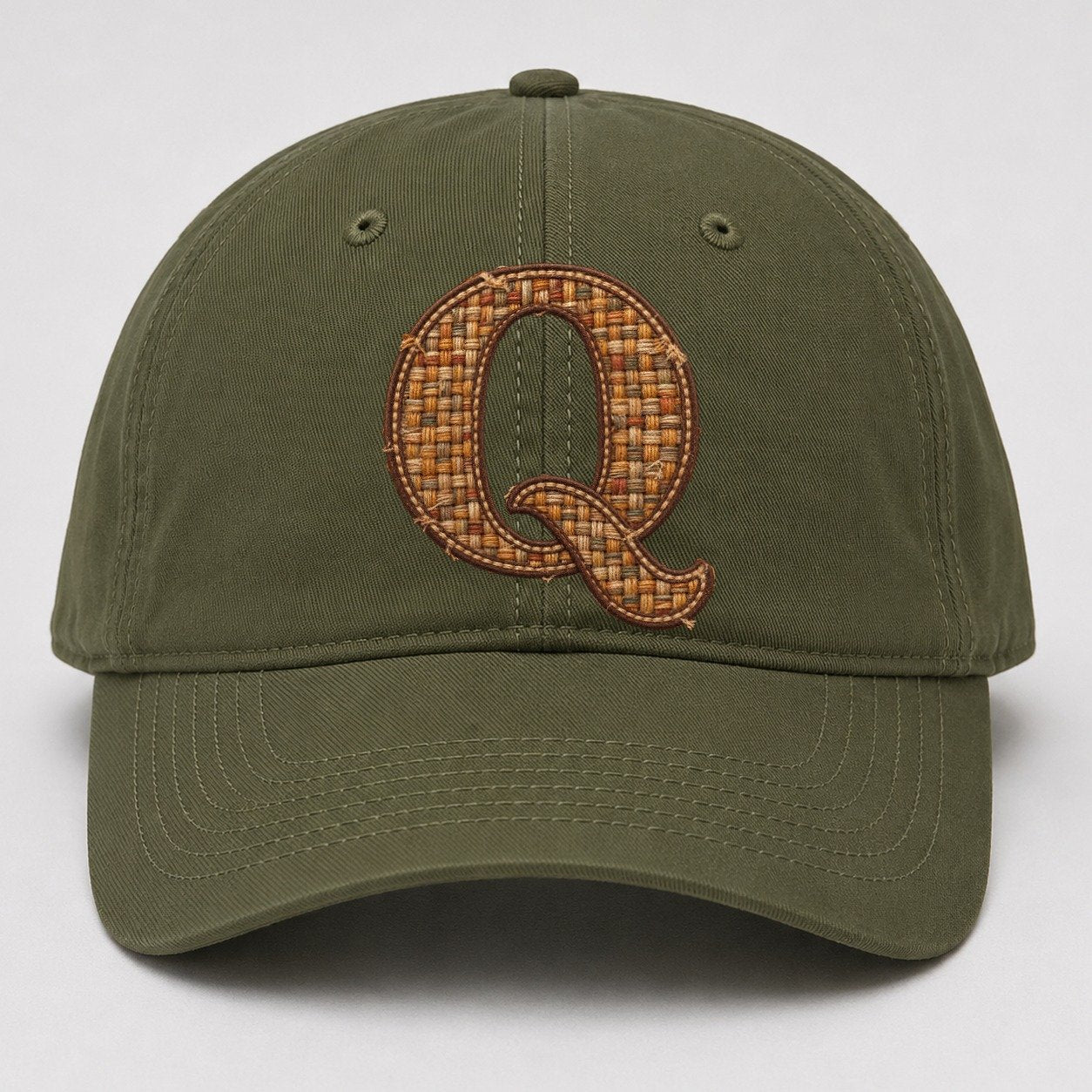 Woven Tweed Q Monogram Baseball Cap – Army Green