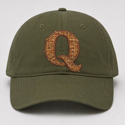 Woven Tweed Q Monogram Baseball Cap – Army Green