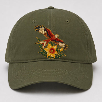 Welsh Daffodil And Red Kite Uk Culture Heritage Baseball Cap – Army Green
