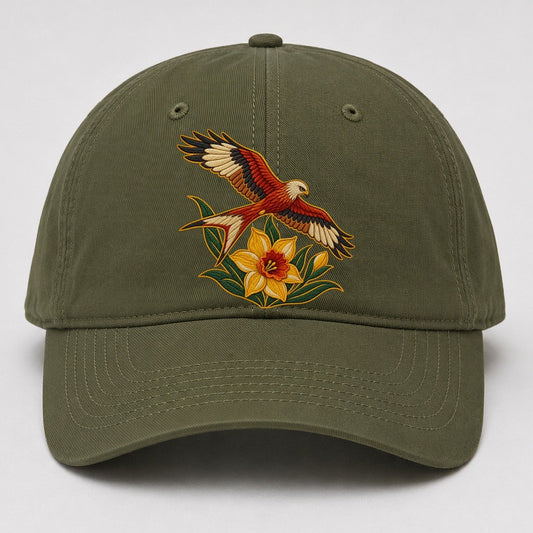 Welsh Daffodil And Red Kite Uk Culture Heritage Baseball Cap – Army Green