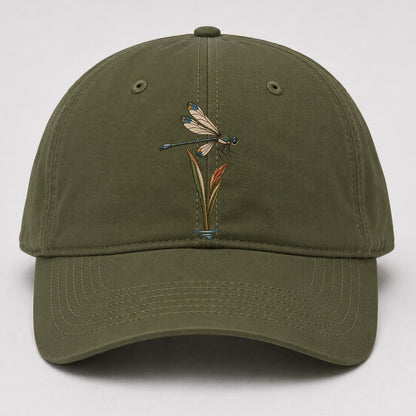 Damselfly Reed Reflection Gentle Wild Baseball Cap – Army Green
