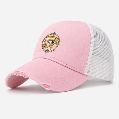 Wedjat In Gold Quiet Wards Heritage Washed Trucker Hat – Light Pink